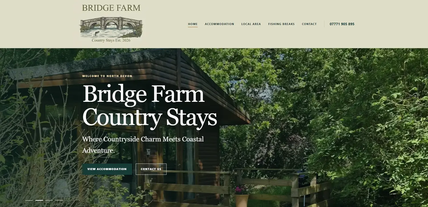 Bridge Farm Country Stays website by GingerWeb