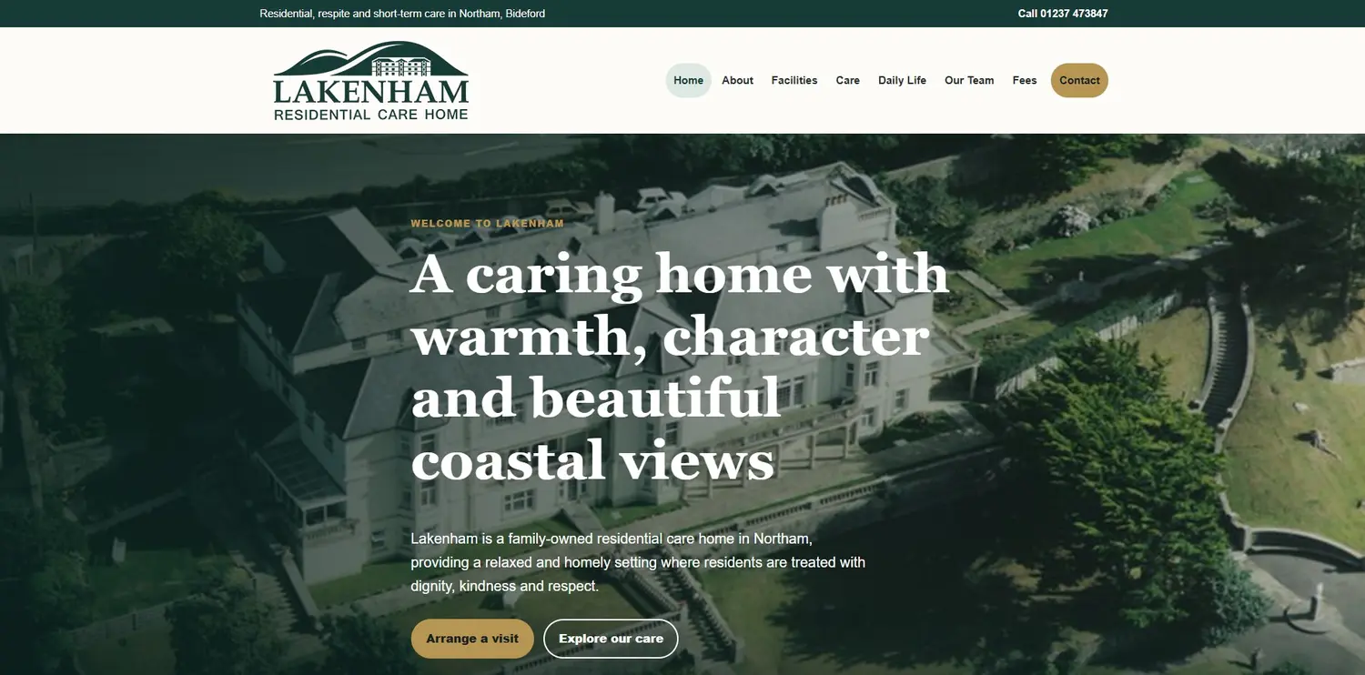 Lakenham Residential Care Home website designed by GingerWeb