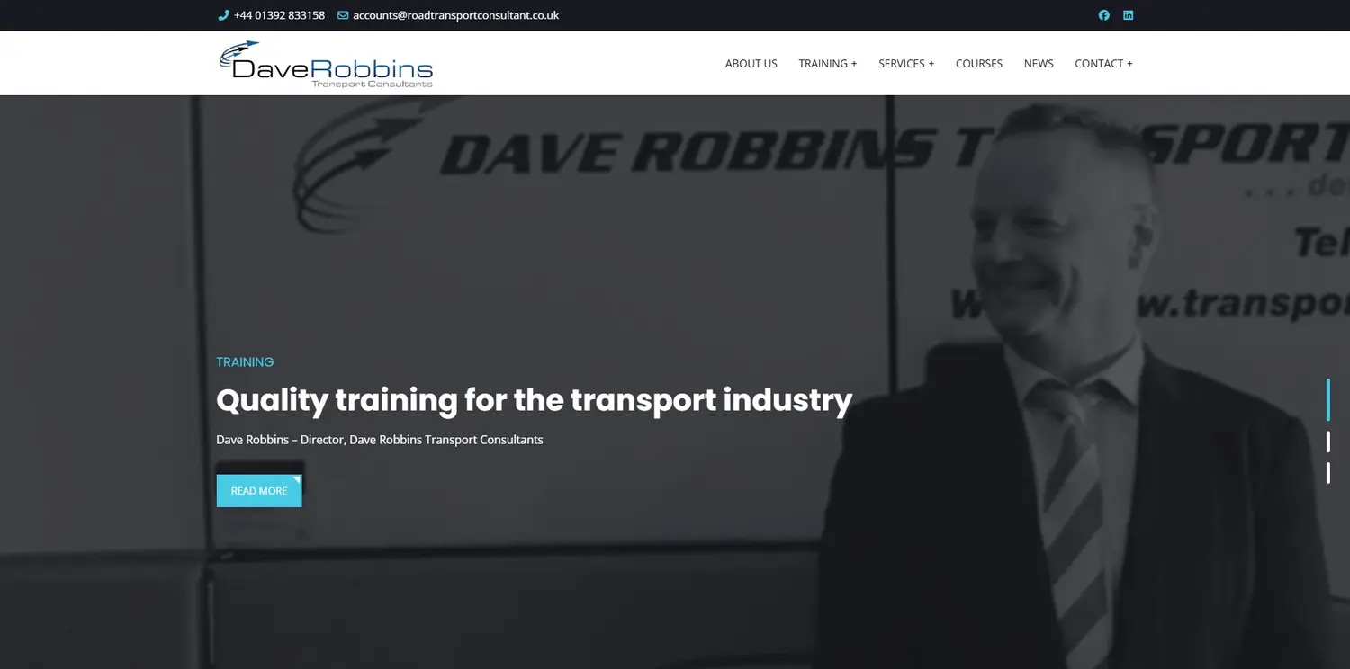 Road Transport Consultant homepage designed by GingerWeb