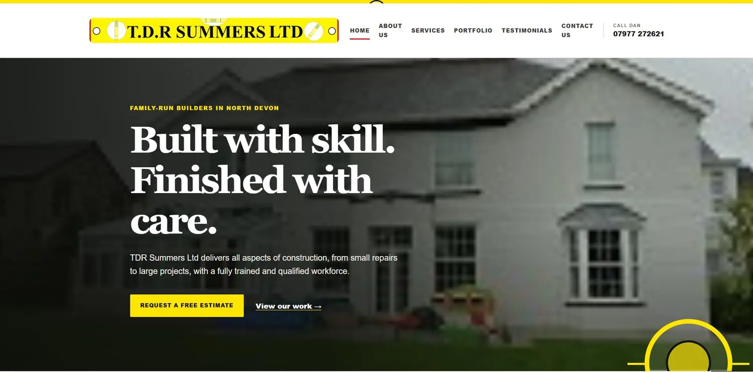 TDR Summers Ltd homepage designed by GingerWeb