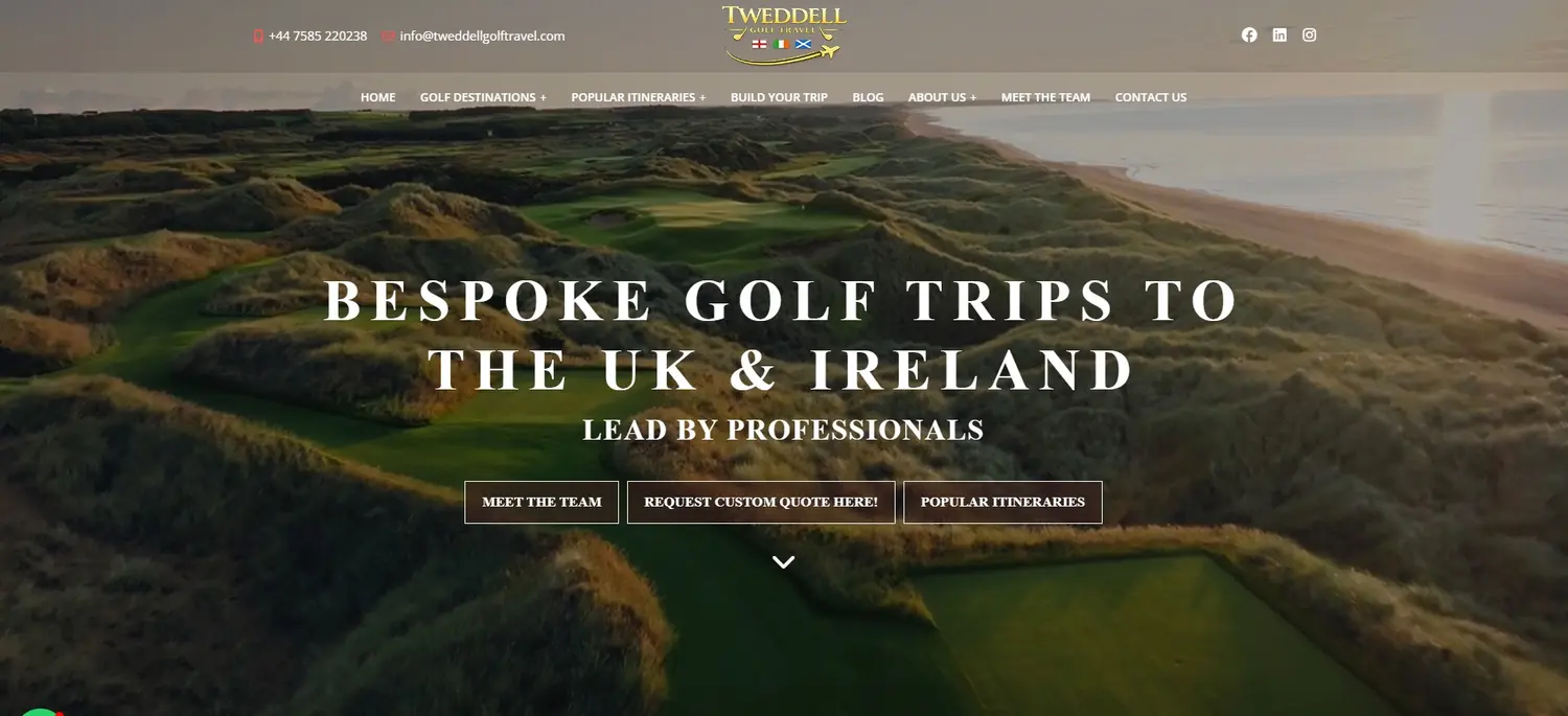 Tweddell Golf Travel website by GingerWeb